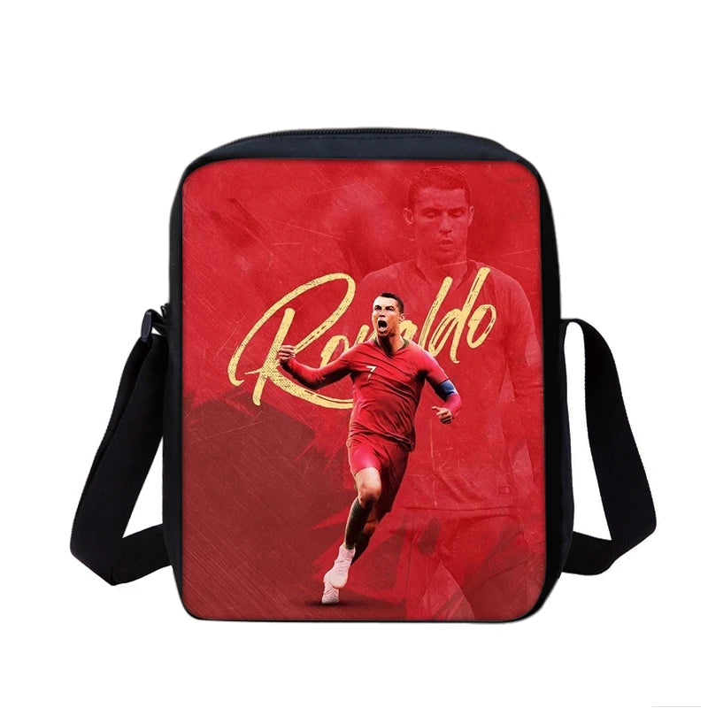 CR Boys Girls School Bags Phone Bag Football Star Shopping Bag Best Gift Printed Ronaldo Shoulder Messenger Bag Handbag