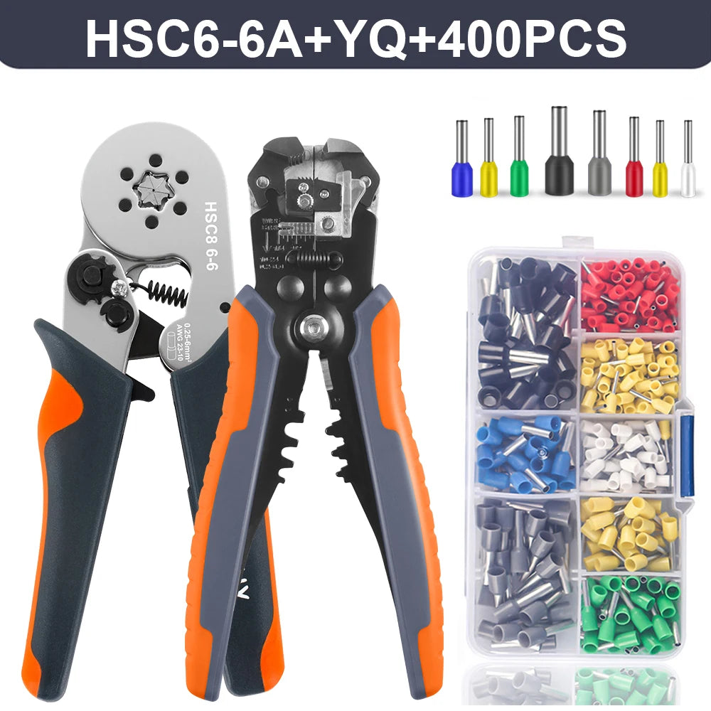 HSC8 6-4A/6-6A Crimping Pliers Kit,Stripping Cutting Plier with Tube Terminal Suit WOZOBUY Brand Electric Tools Set