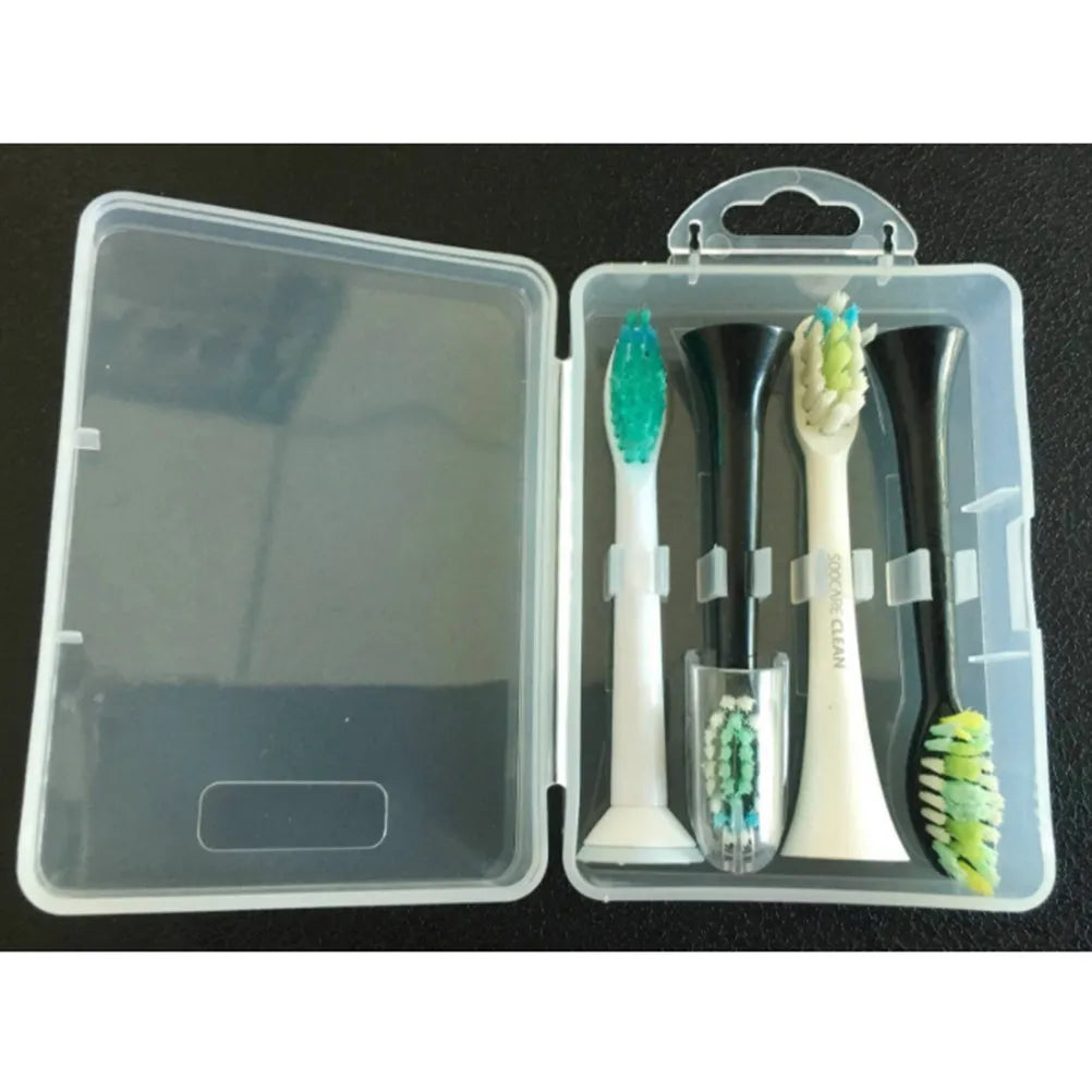 Travel Toothbrush Protective Case for Electric Brush Heads 4-Slot Compact Food-Safe Plastic Box Dustproof Hygienic Portable