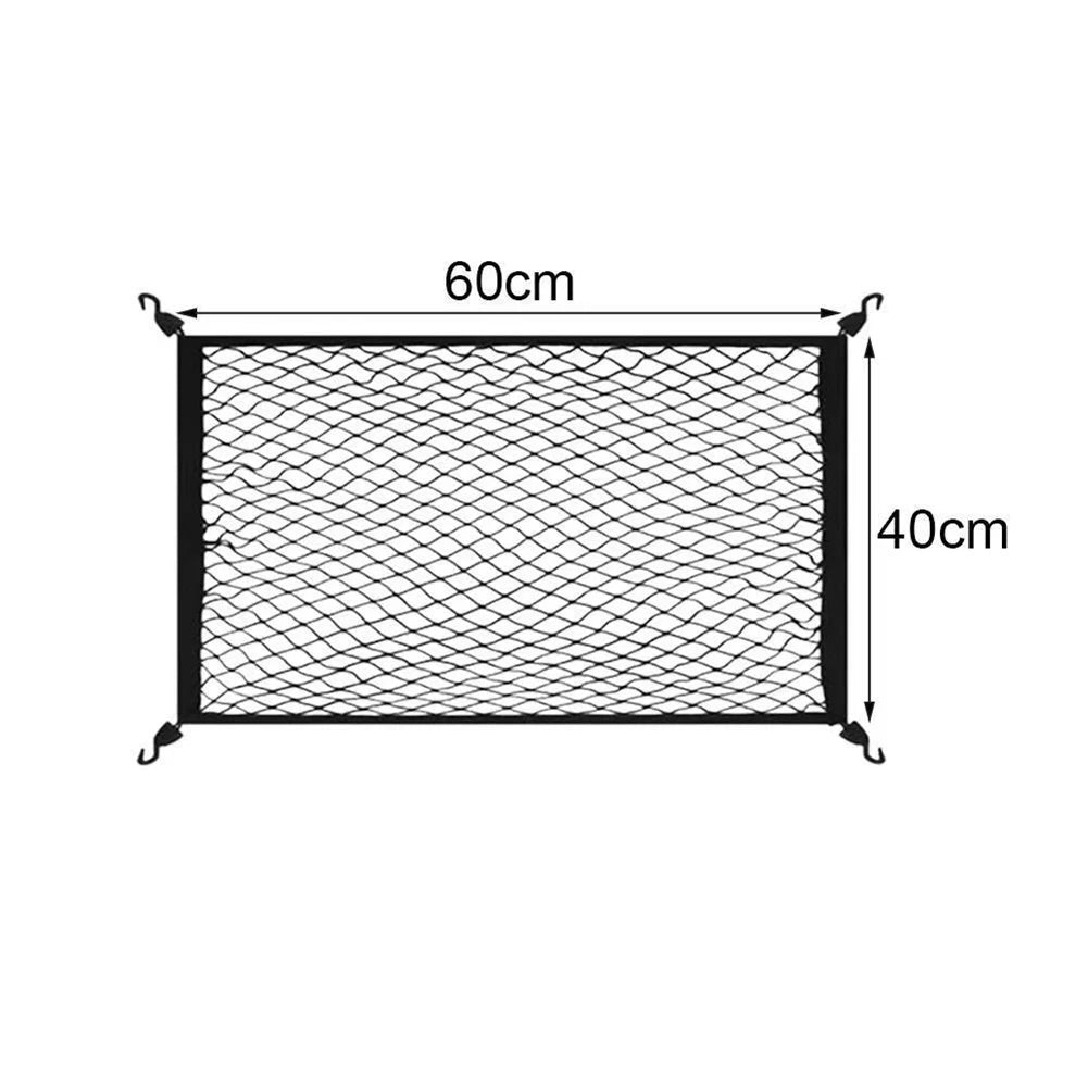 60x40cm Elastic Luggage Storage Net With 4 Hooks, Fits Most Car SUV RV Trunks For Secure Transport For Travel And Daily Use