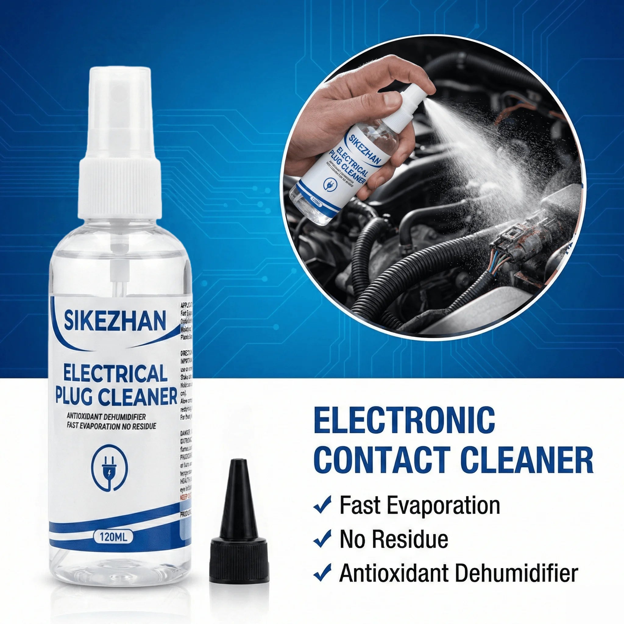 120ml Electronic Contact Cleaner Spray Fast Drying No Residue Degreaser for Car Plugs Connectors PCB Circuit Boards Deoxidizer