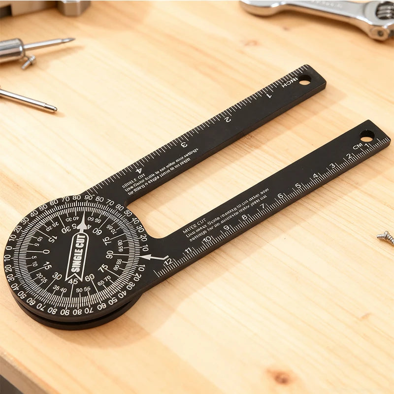 New 360° Horizontal Angle Gauge Protractor Woodworking Square Cutting Locator Angle Gauge Aluminum Alloy Plastic