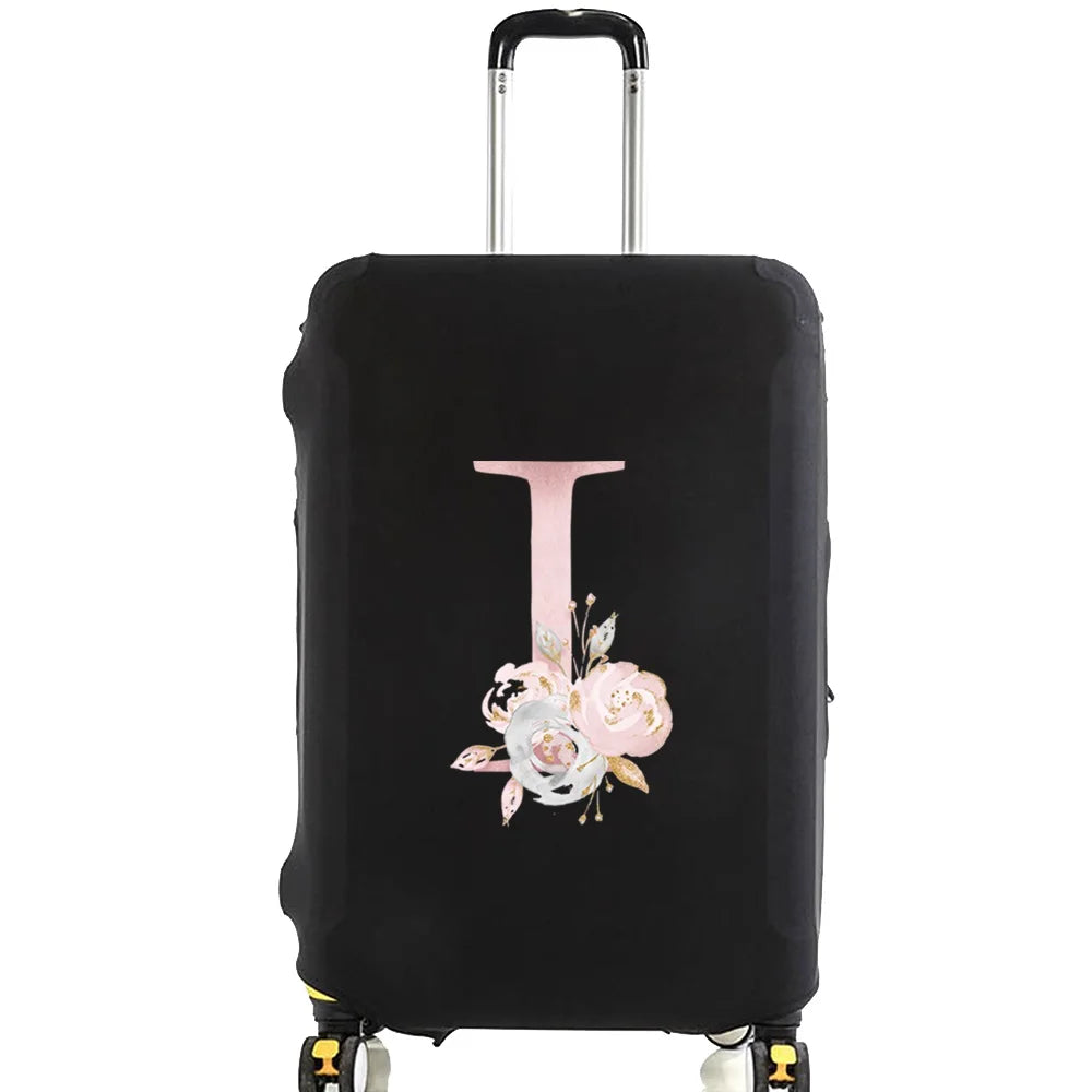 Luggage Case Suitcase Protective Cover Pink Flower Letter Name Pattern Travel Elastic Luggage Dust Cover Apply 18-28 Suitcase