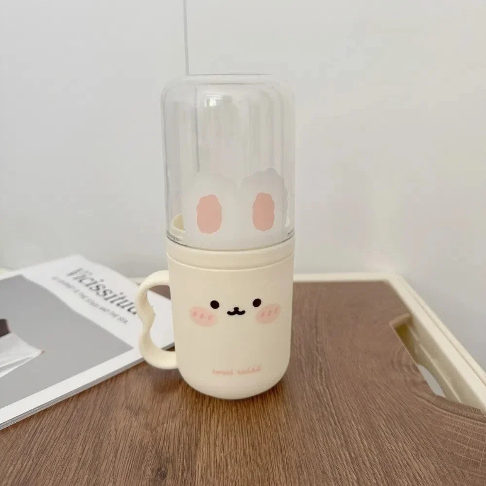 Compact Portable Travel Cute Cartoon Plastic Toothbrush Holder Multifunctional Mouthwash Storage Cup