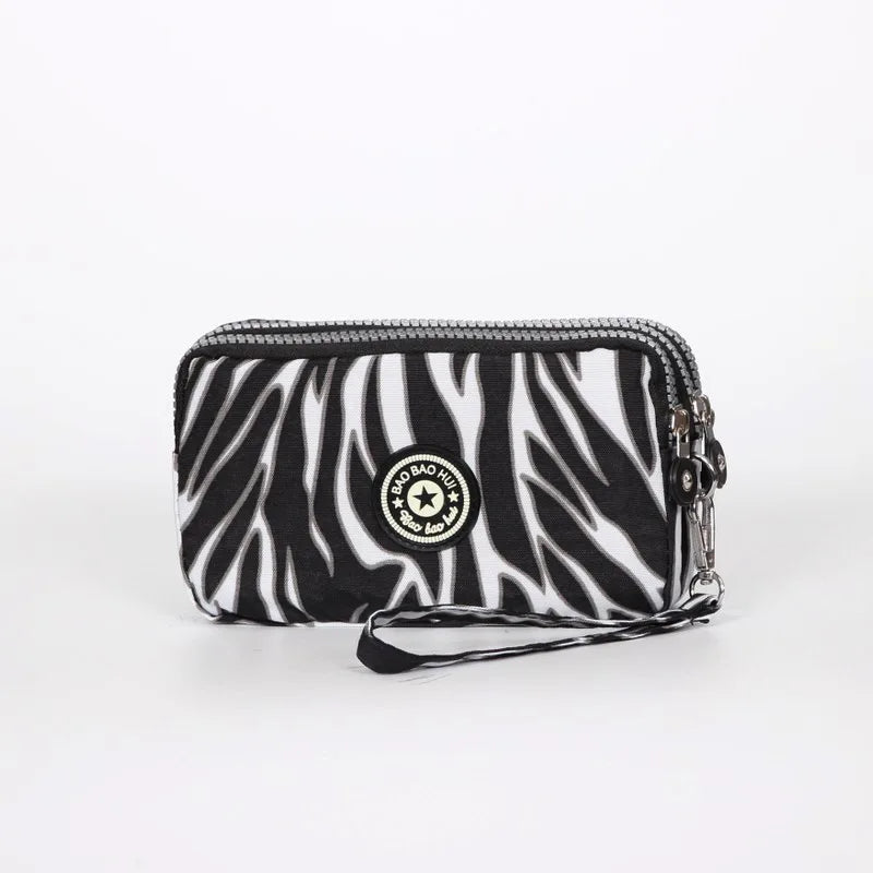 Stylish Jellyfish Print Triple Zipper Phone Bags, Compact Canvas Clutch Purse for Women’s Daily Essentials Casual Wallets Use