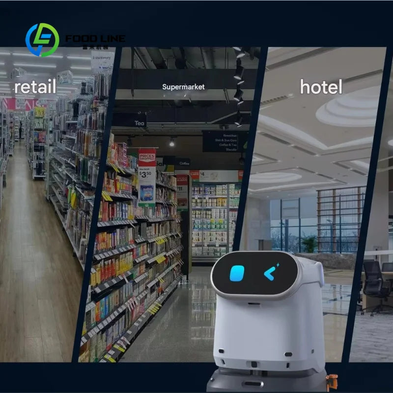Customized Intelligent Commercial Cleaning Robot Multilingual Touchscreen App/PC Controlled Automatic Sweeping Floor Washing