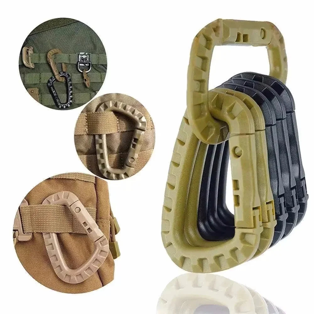 4Pcs Tactical Carabiner Clip Set Outdoor Steel Hook Camping Lock Daily Key Chain Keychain Buckle Backpack Bag Karabiners
