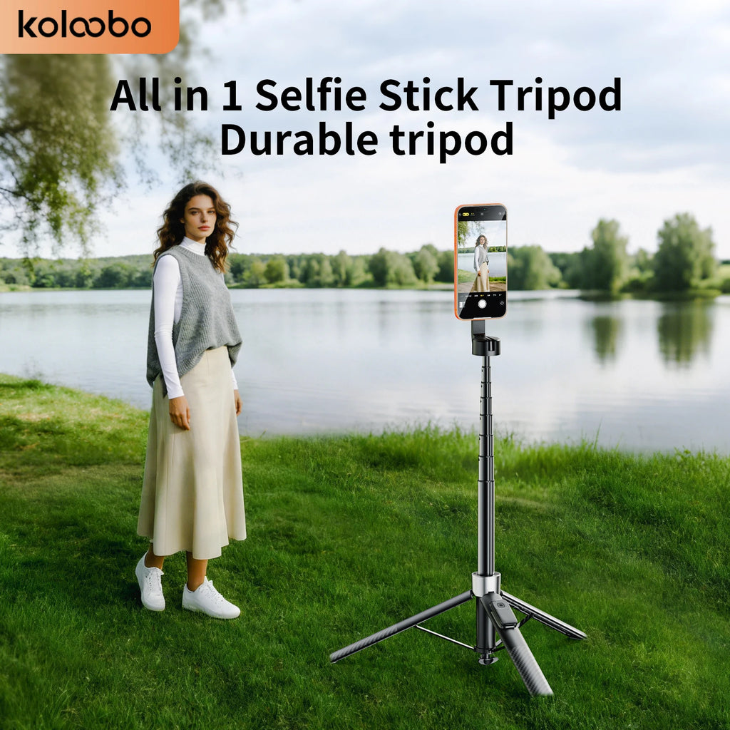 1.8m Extendable Double-sided Magnetic Phone Selfie Stick with Remote Auto-Open Tripod for iPhone 17/16/15 Live Streaming Vlog