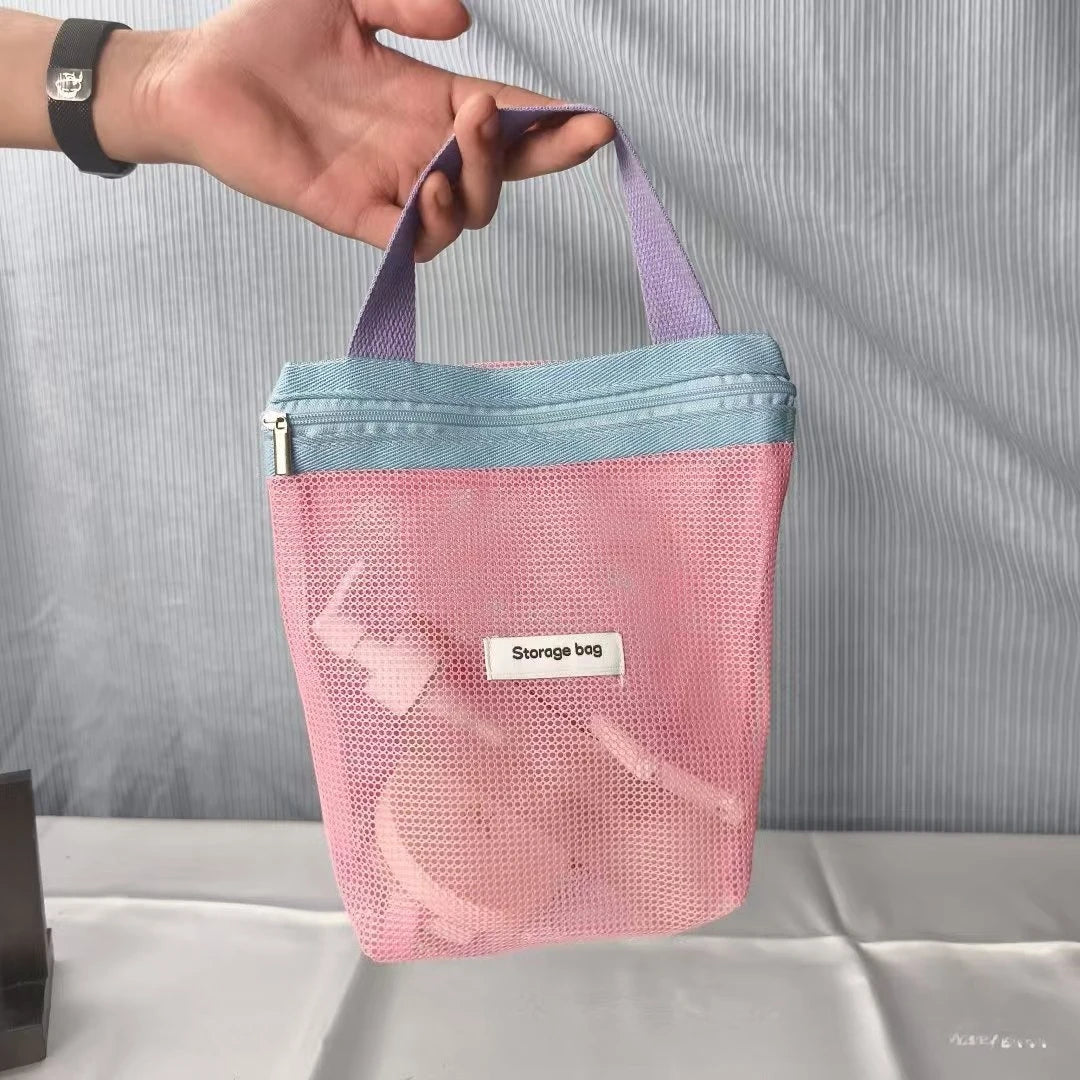 Macaron Color Makeup Organizer Breathable Wet Pack for Women Large Capacity Travel Toiletry Bag Mesh Beach Swimming Pouch