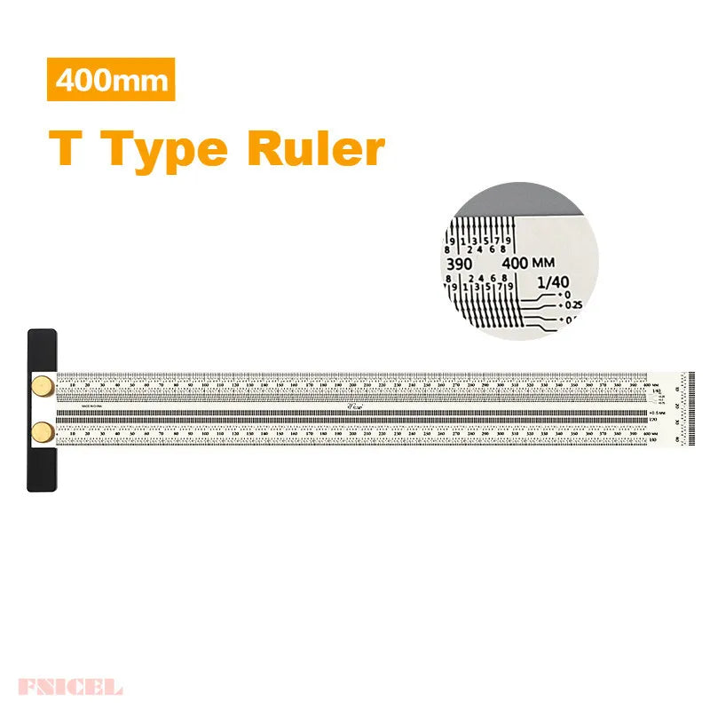 Stainless Woodworking Scribing Mark Line Gauge Carpenter Measuring Tool High-Precision Scale Ruler T-Type Hole Ruler