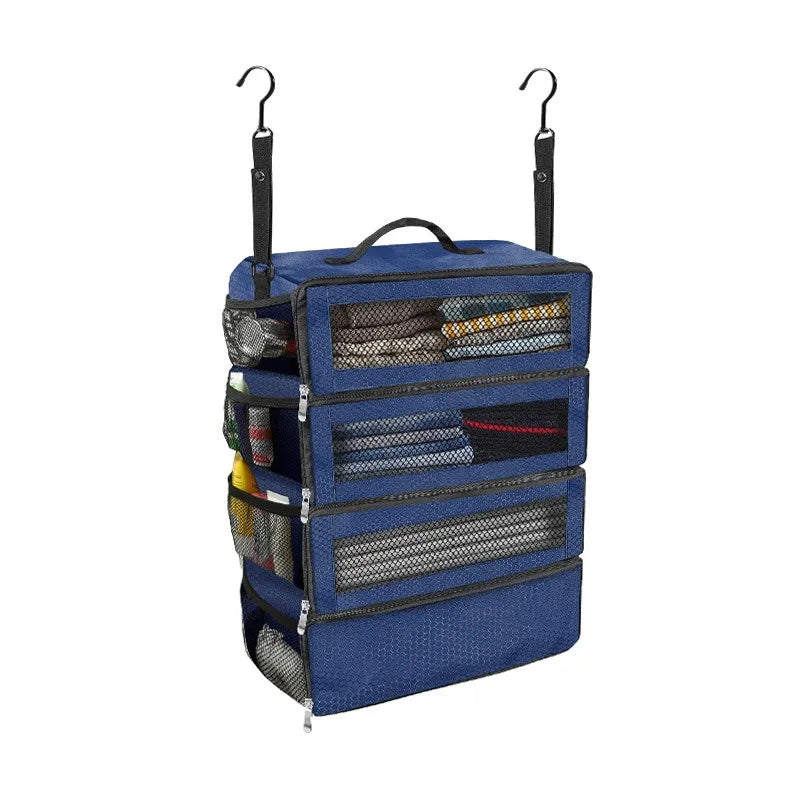 Hanging Travel Suitcase Organizer Foldable Closet Shelves Luggage Packing Cube Collapsible Storage Bag For Clothes