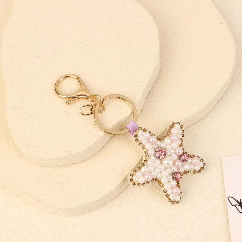 B*1Pc Rhinestone Lobster Beaded Pendant Pretty Hand Sewn Bag Charms Crab Shells Turtle Hanging Rope Patches Applique Bag Lanyard