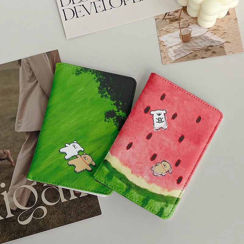 Cute Graffiti Dog Passport Holder Passport Cover Ladies Travel Accessories Portable Ticket Storage Bank Card Passport Wallet