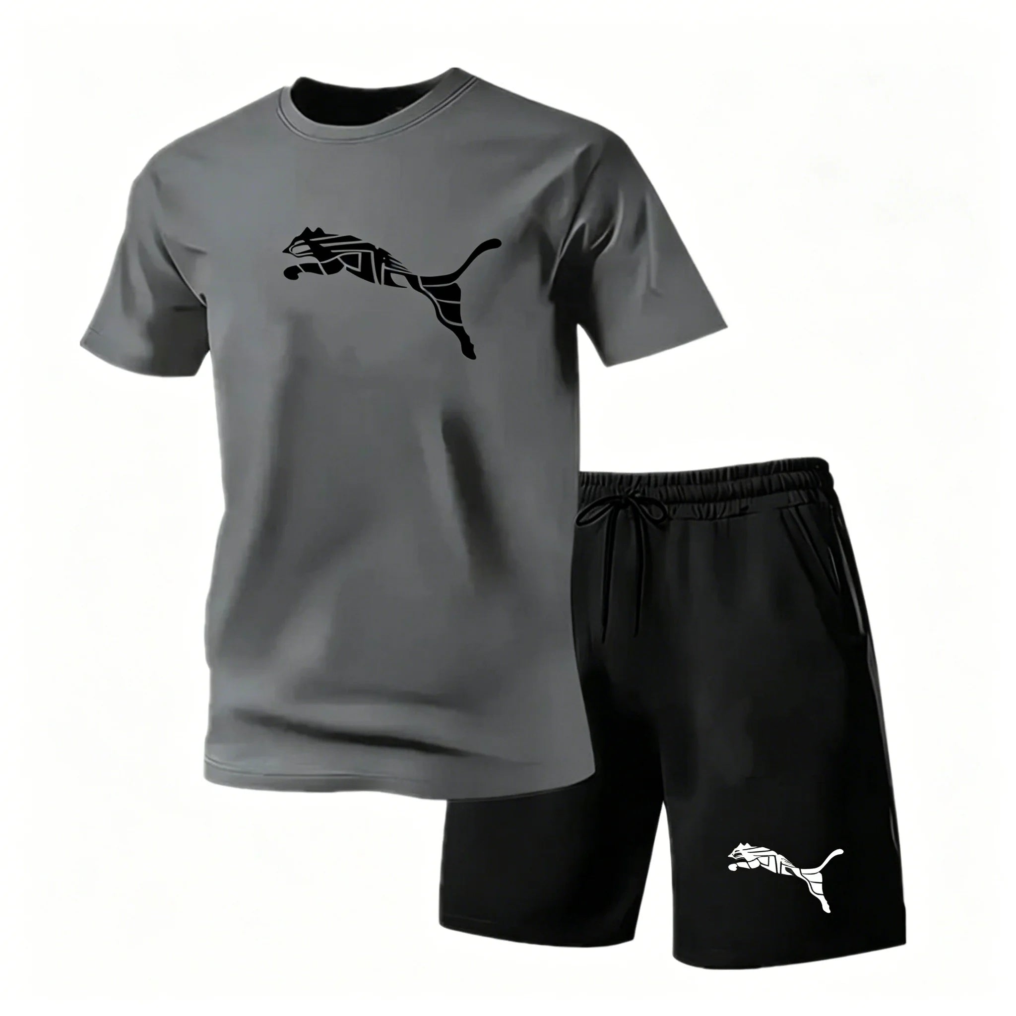 2026 Summer Outdoor Sports Set Men's Fashionable Comfortable Breathable T-shirt Shorts Casual Fashion Two Piece Sports Set