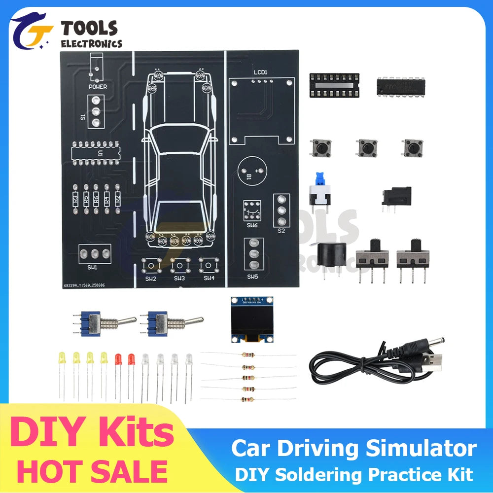 DIY Soldering Practice Kit Car Driving Simulator Electronic Project for Students Welding Practice with DIY Parts