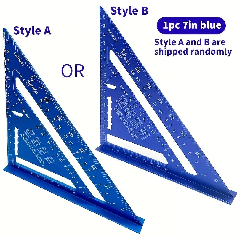 Red Aluminum Alloy Speed Square - High Precision Woodworking Triangle Ruler with Serrated Edge, 45/90 Degree Angle Measuring Too