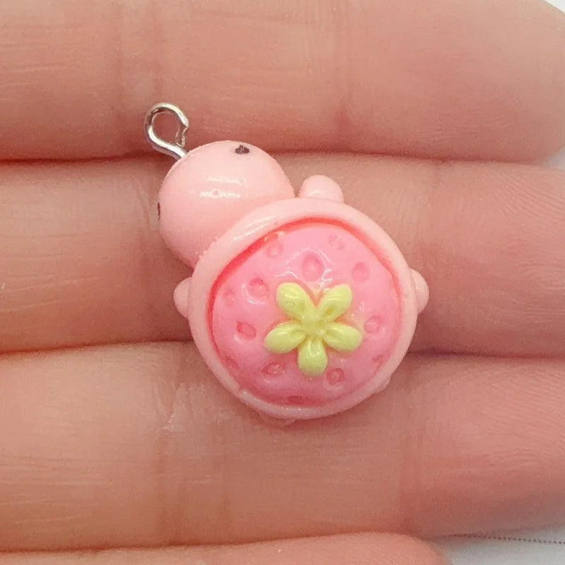 10pcs resin creative fruit turtle animal jewelry pendant DIY earrings keychain accessories