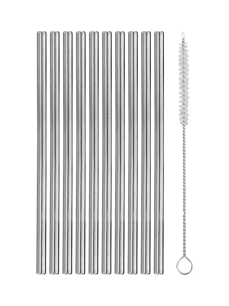 10Pcs Stainless Steel Straws with Cleaner Brush Reusable Drinking Straw Straight Straw Set 15cm Straw Kit Drinking Utensils