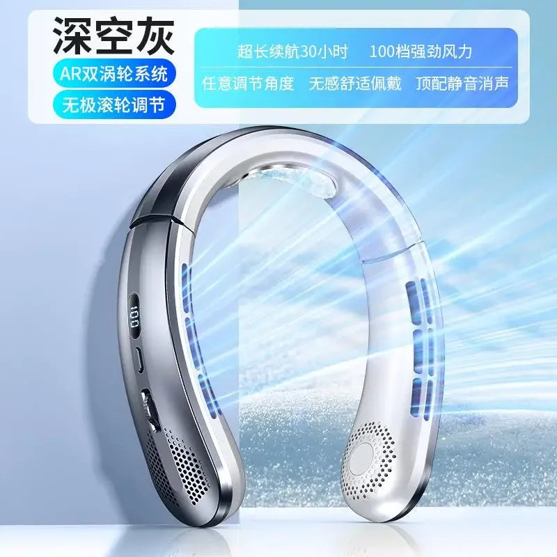 8000mAh Air Cooler USB Hanging Neck Fan, Portable Bladeless Mini Rechargeable Mute LED Digital Display Electric Fans, 2026 New