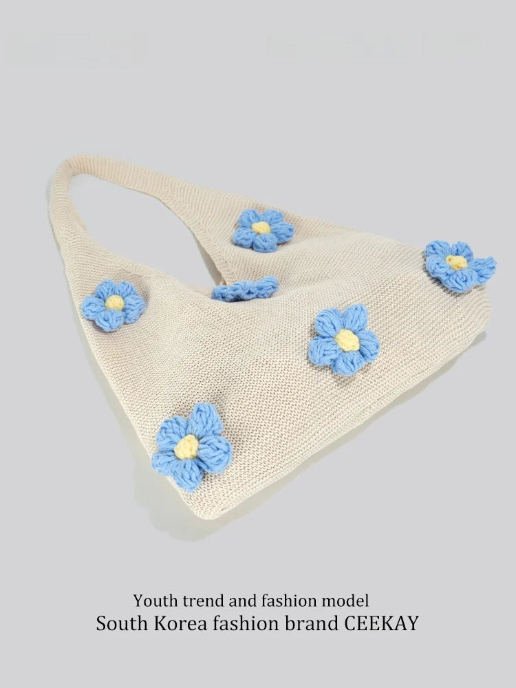 Ceekay Large Capacity Floral Underarm Tote Bag Women's Summer Beach Casual Vacation Handbag Soft Square Shape Zipper Closure