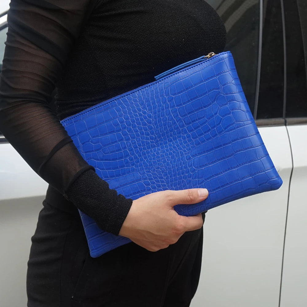 Fashion Crocodile Women Envelope Clutch Bag Ladies Evening Party Large Clutches Handbag PU Leather Alligator Phone Purses Bolsas
