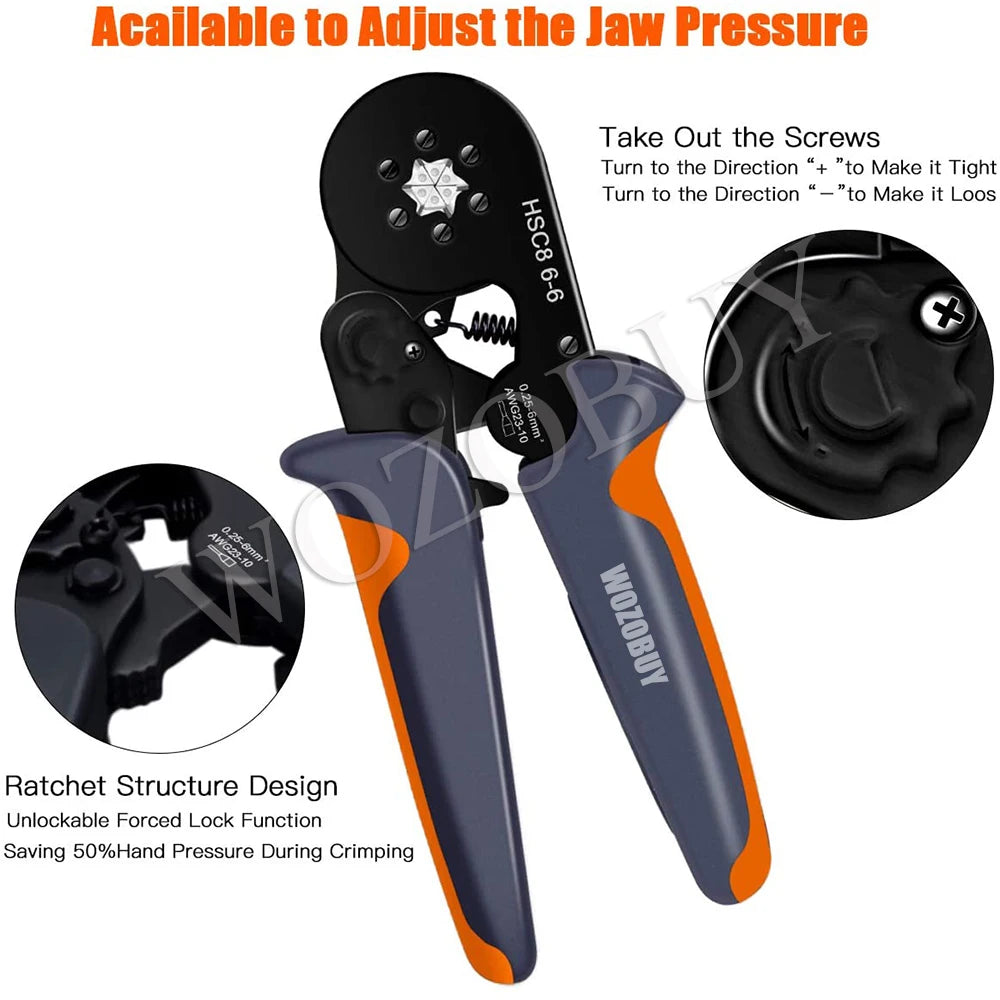 HSC8 6-4A/6-6A Crimping Pliers Kit Y1 Stripping Cutting Plier with Tube Terminal Suit WOZOBUY Brand Electric Tools Set