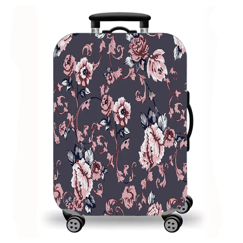 Luggage protective cover, retro printed elastic suitcase protective cover, retro floral pattern.