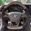 Suede Braid Black Forged Carbon Leather Car Steering Wheel Cover For Seat Leon Cupra Leon ST 2013-2019 Ateca Cupra Ateca FR 2016