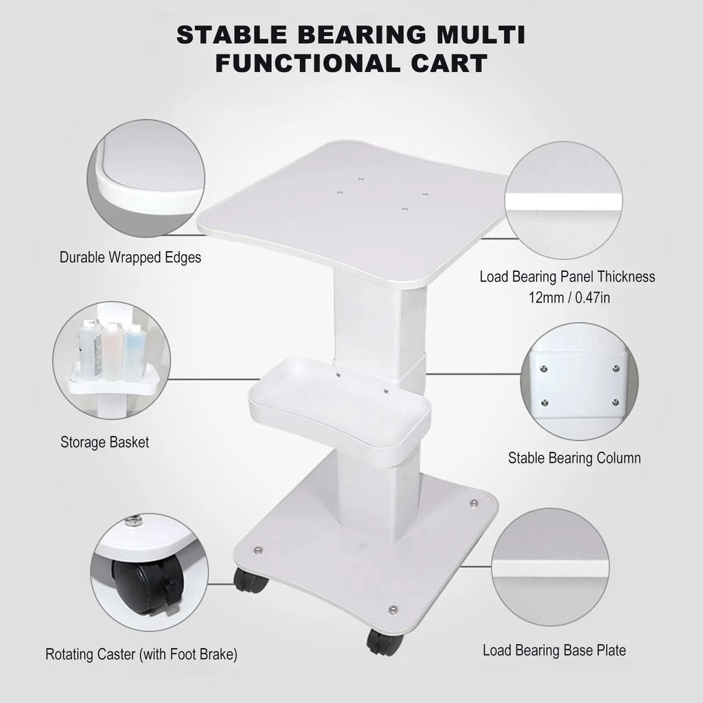1pcs 3 Tier Rolling Utility Cart  Movable Gap Storage Rack 360 Degree Rotating Professional Portable Trolley For Beauty Salon