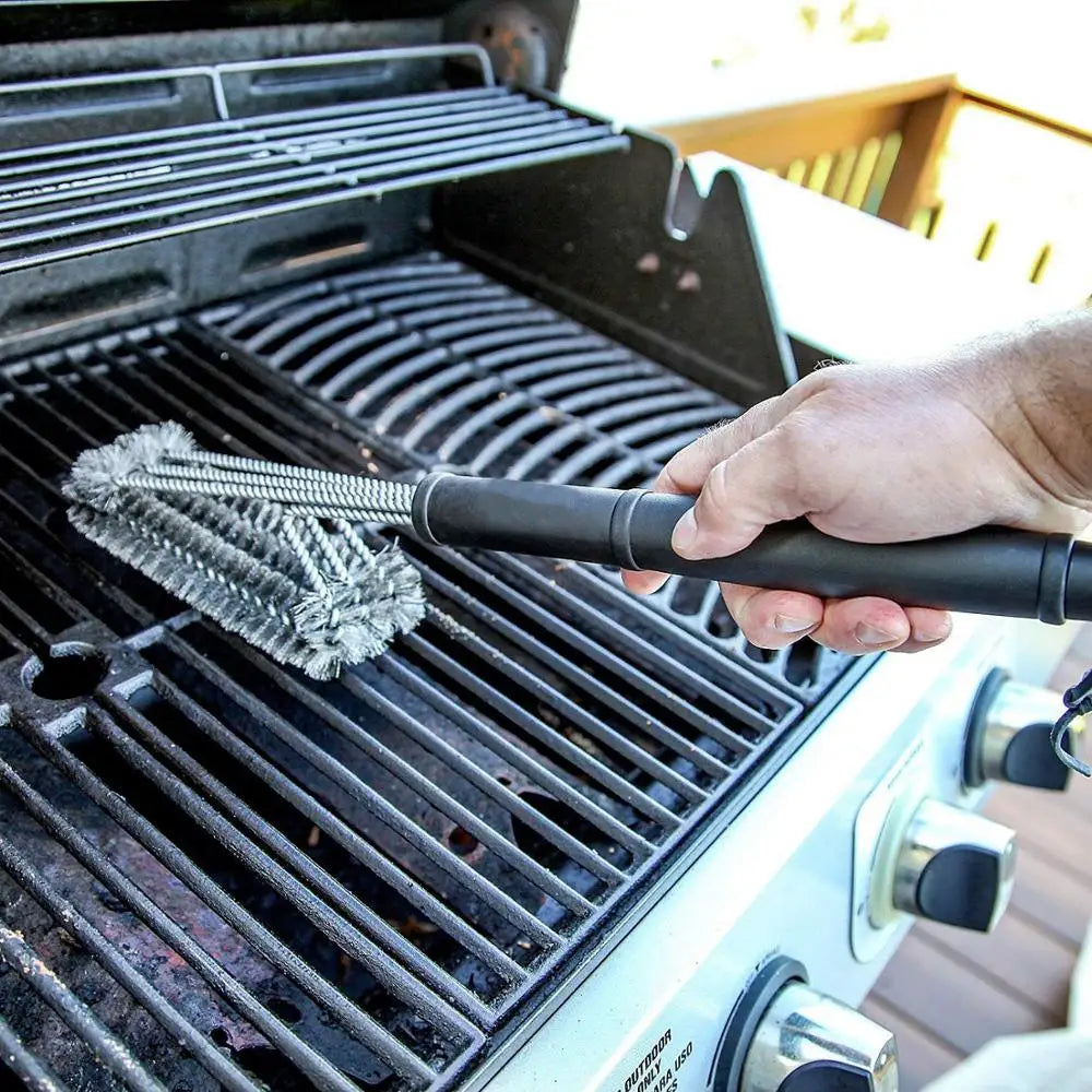 Kitchen Accessories BBQ Grill Brush and Scraper Barbecue Kit Cleaning Brush Stainless Steel Tools Wire Bristles Triangle
