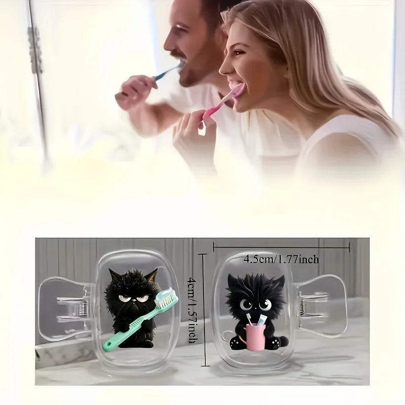 4pcs cute cat toothbrush head cover, family, business travel, outdoor travel essential bathroom accessories, storage solutions