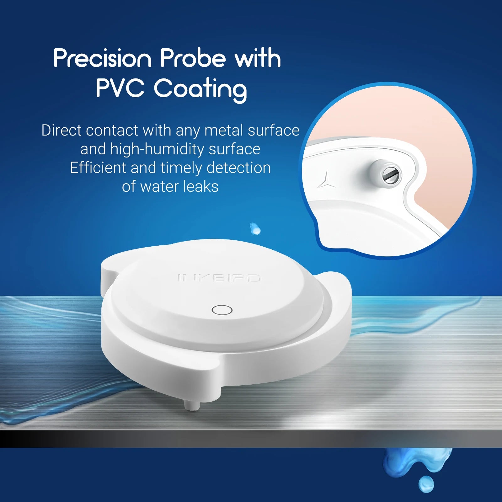 INKBIRD IRS-WD1 Smart Water Leakage Sensor IP67 Waterproof Flood Leakage Sensor for Bathrooms, Kitchens, Laundry Rooms, Attics