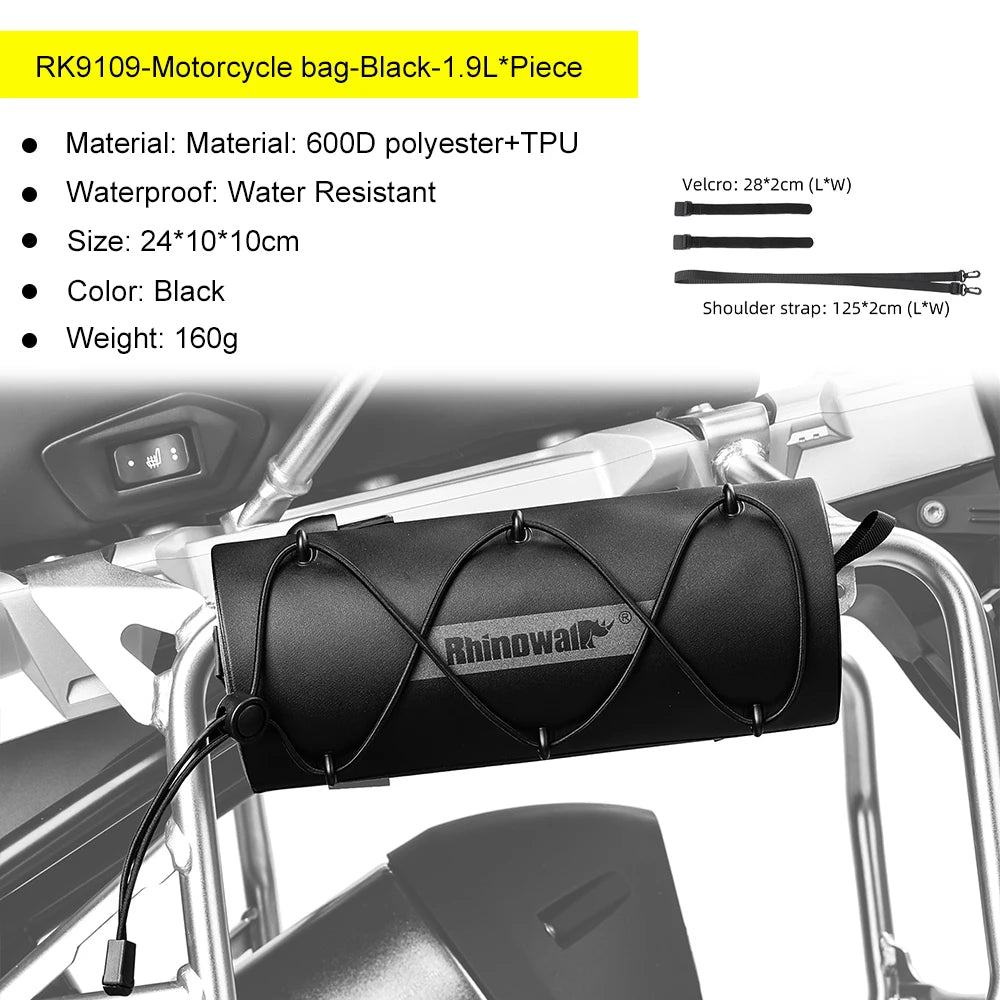 Rhinowalk Motorcycle Side Bag 100%Waterproof Motor Crash Bar Bag 1.9L Portable Motorbike Saddlebag Repair Tool Placement Bag