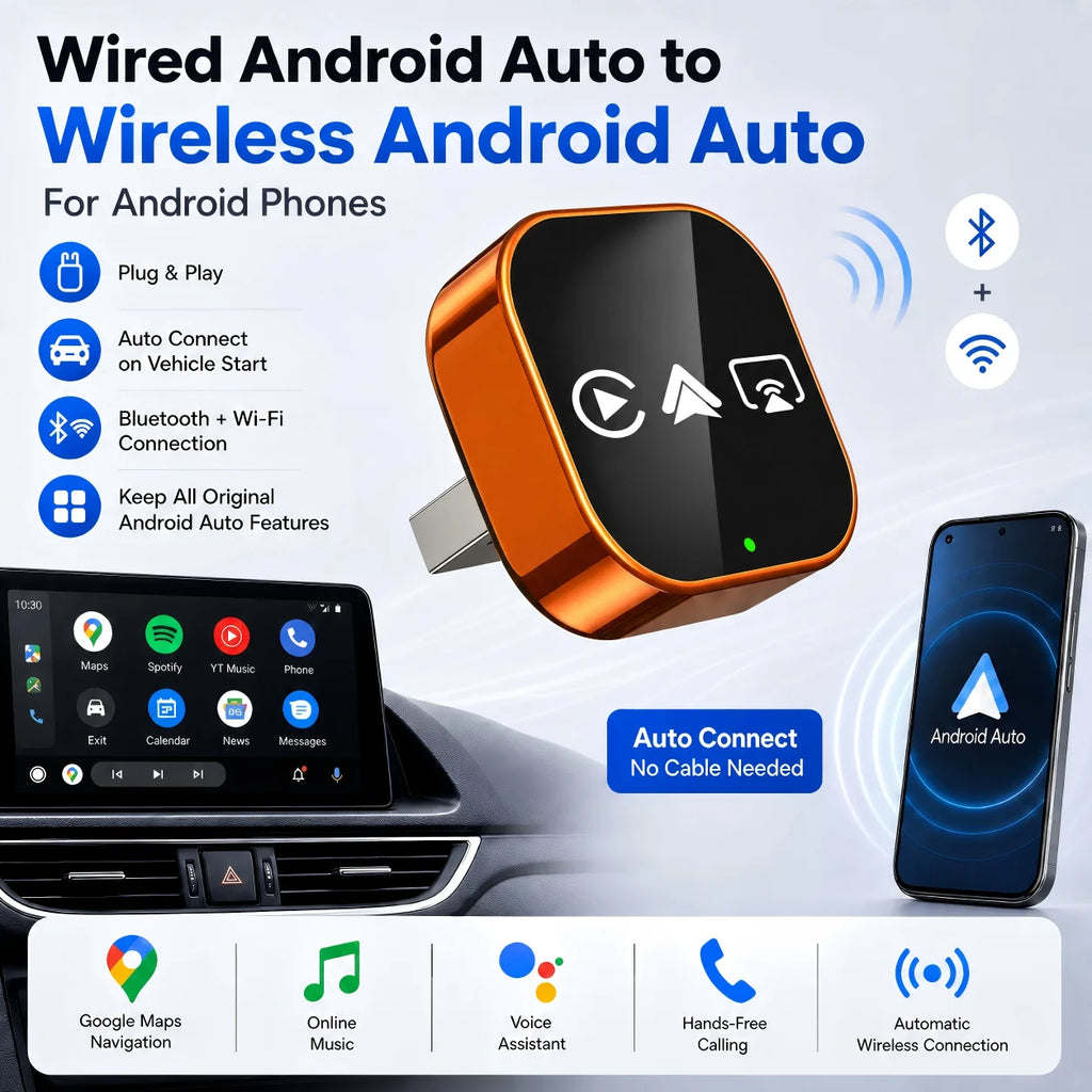 4-in-1 Wireless CarPlay Adapter For iPhone & Android Plug and Play Wired To Wireless Converte For Factory Wired CarPlay Vehicles