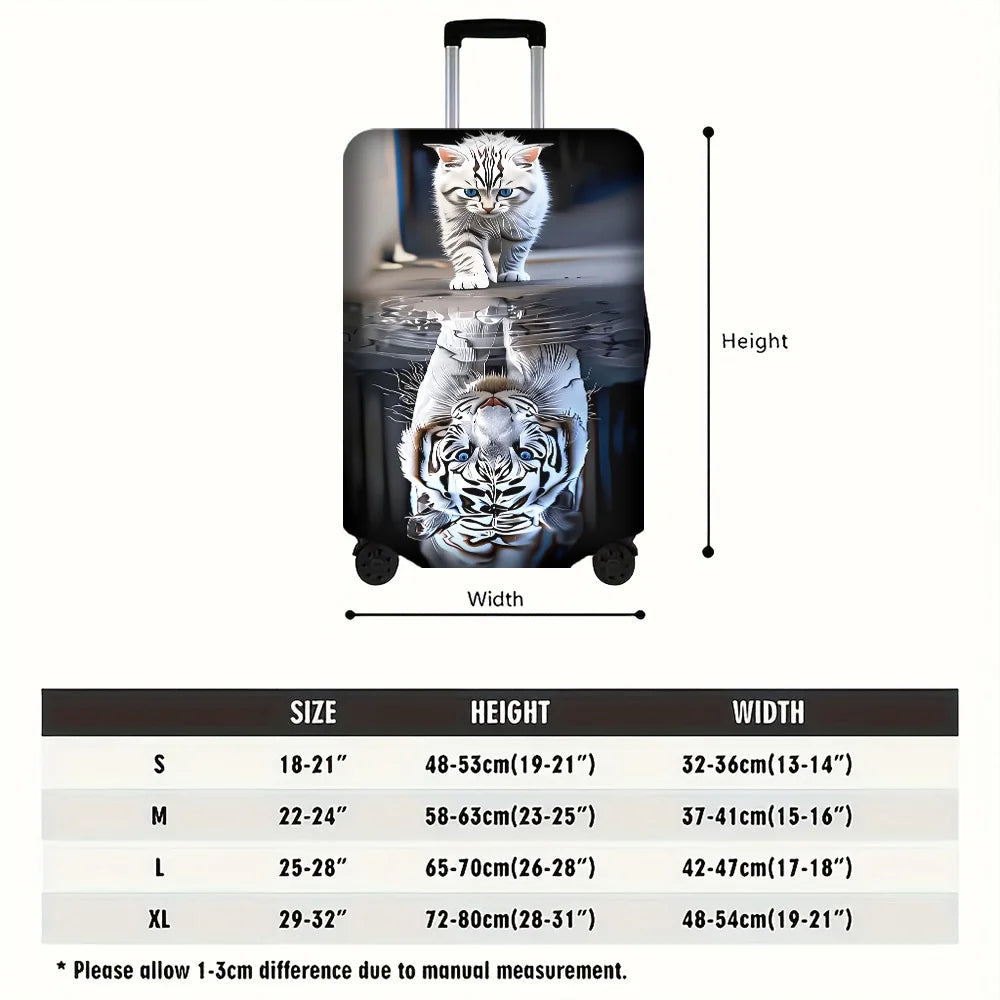 1 PC mirrored cat and tiger cover for luggage sizes 18 – 32 inches; dust and elastic travel accessories to protect your lugga