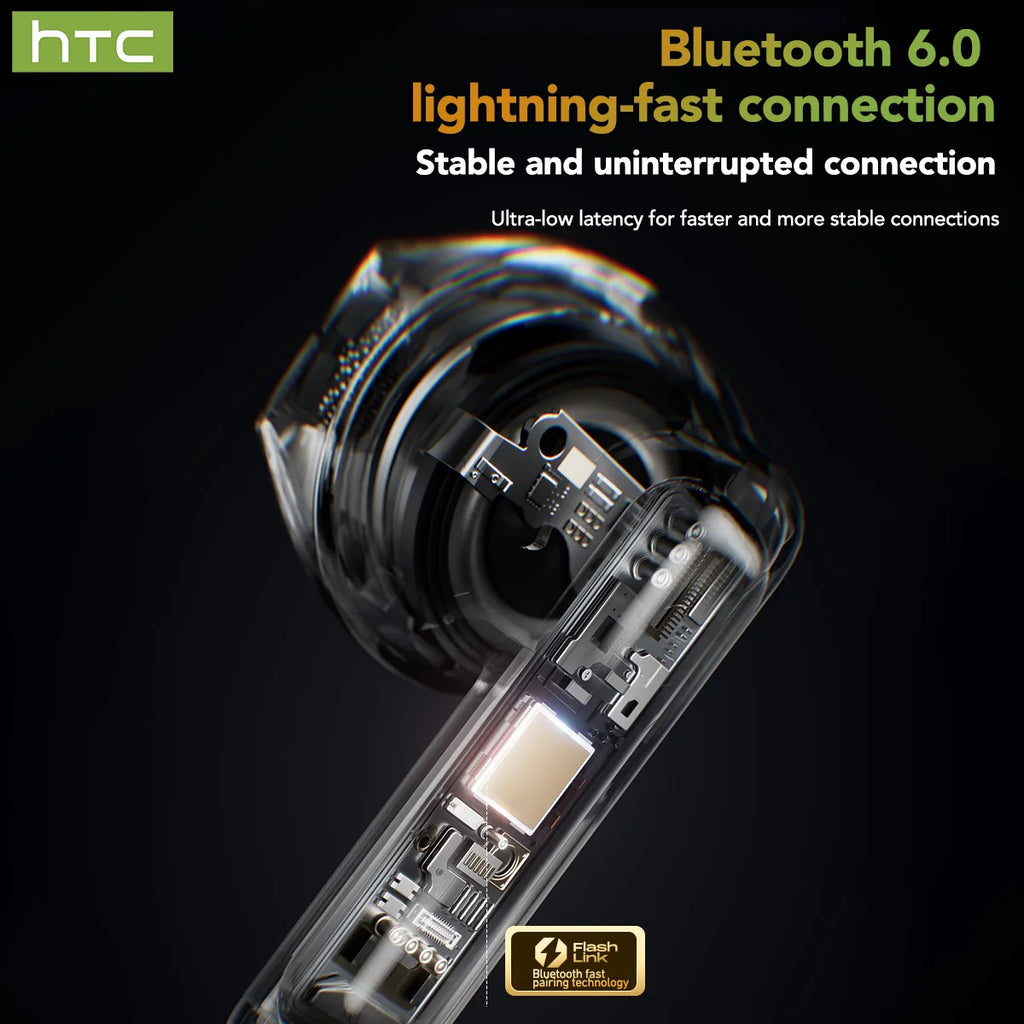 Bluetooth 6.0 Translator Earbuds HTC NE48 AI Real-Time 134 Languages 360° Surround Noise Cancelling Comfort Fit Sports Wireless