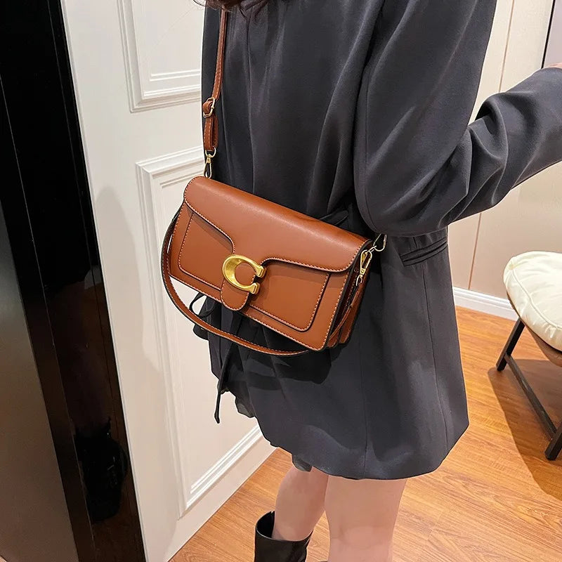 New Niche Bag Women's Premium Texture Solid Color Simple and Versatile Small Square Bag Commuter Multi-Compartment Shoulder Bag