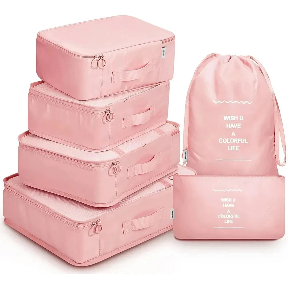 6pcs Travel Bag Organizer Clothes Luggage Travel Organizer Blanket Shoes Organizers Bag Suitcase Traveling Pouch Packing Cubes