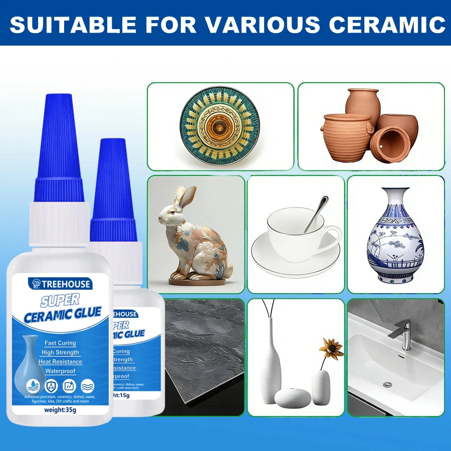 1-4 Pcs Super Ceramic Glue, Instant Bond Strong Adhesive for Broken Porcelain, Vases, Tiles & Ceramic Crafts