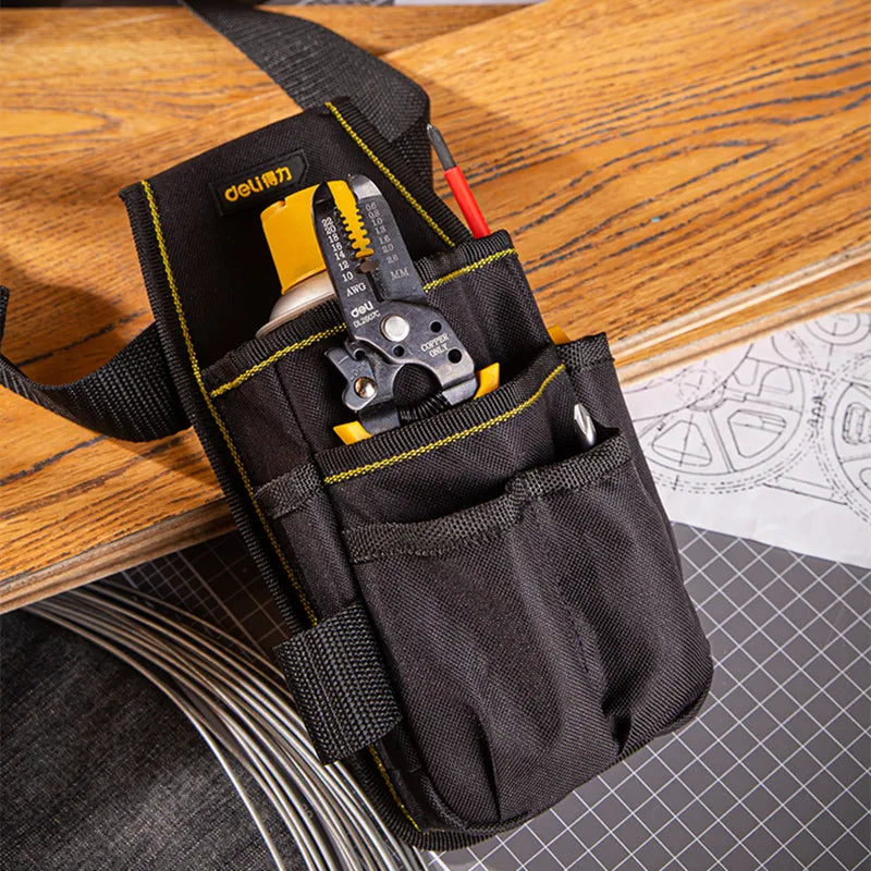 Deli Tool Belt Screwdriver Storage Organization Tools Kit Holder Multifunction Oxford Cloth Tool Bag Electrician Waist Bag Pouch