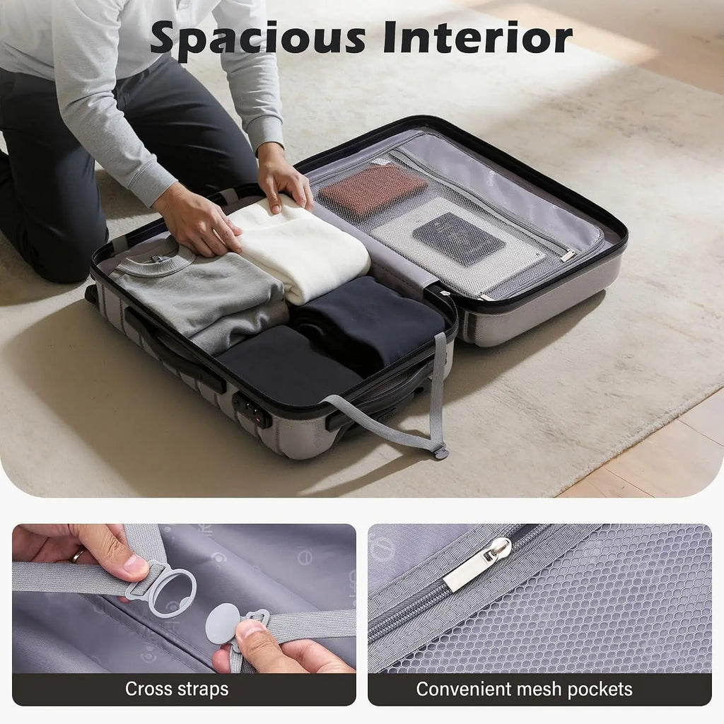 3 Piece Lightweight Expandable Hard Shell Luggage Set Large Checked Suitcase Spinner Wheels, Customized