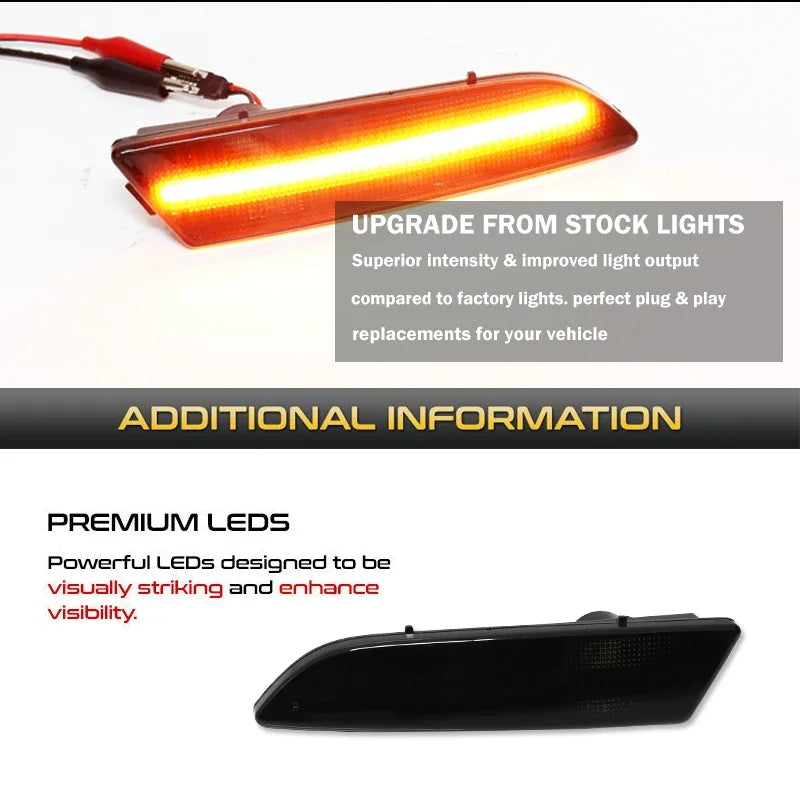 2PCS Amber Yellow Front Side Marker LED Lights For 2004-2008 Chrysler Crossfire Front Bumper Turn Signal Lamp Assembly 12V T10