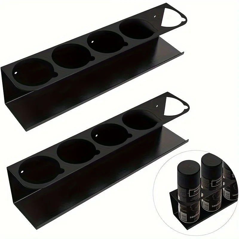5 Cans Wall-Mounted iron Aerosol Spray Can Holder Rack - Garage Workshop Organizer for Paint Bottles, Lubricants & Cleaners