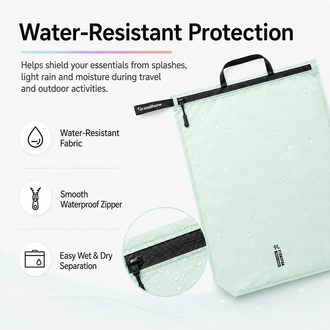 15D Nylon Waterproof Travel Bag IPX5 Ultra-light Dry Bag Drawstring Pouch Zipper Storage Case for Swimming Fitness Outdoor Sport