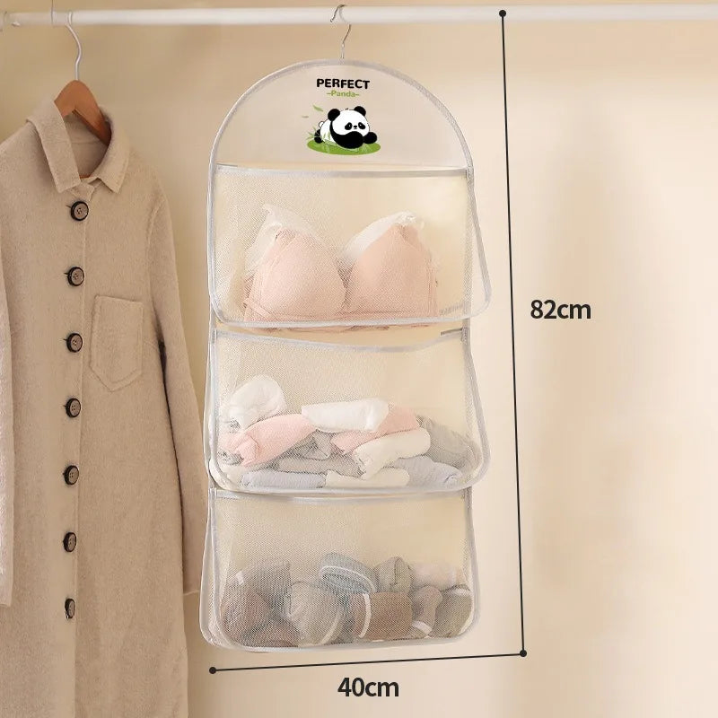 Hanging Mesh Underwear Storage Bag Multi-Tier Hanging Bag for Dormitory Bedrooms Underwear Organiser