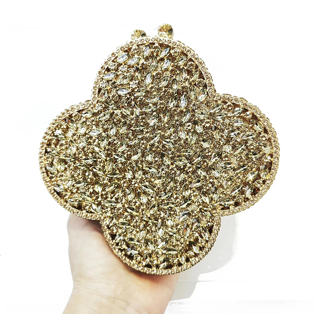 Cloudy Blue Diamond Evening Bag Stones Minaudiere Clutch Silver Crystal Handbag Women Party Prom Bag Bridal Clutches Wedding Pu