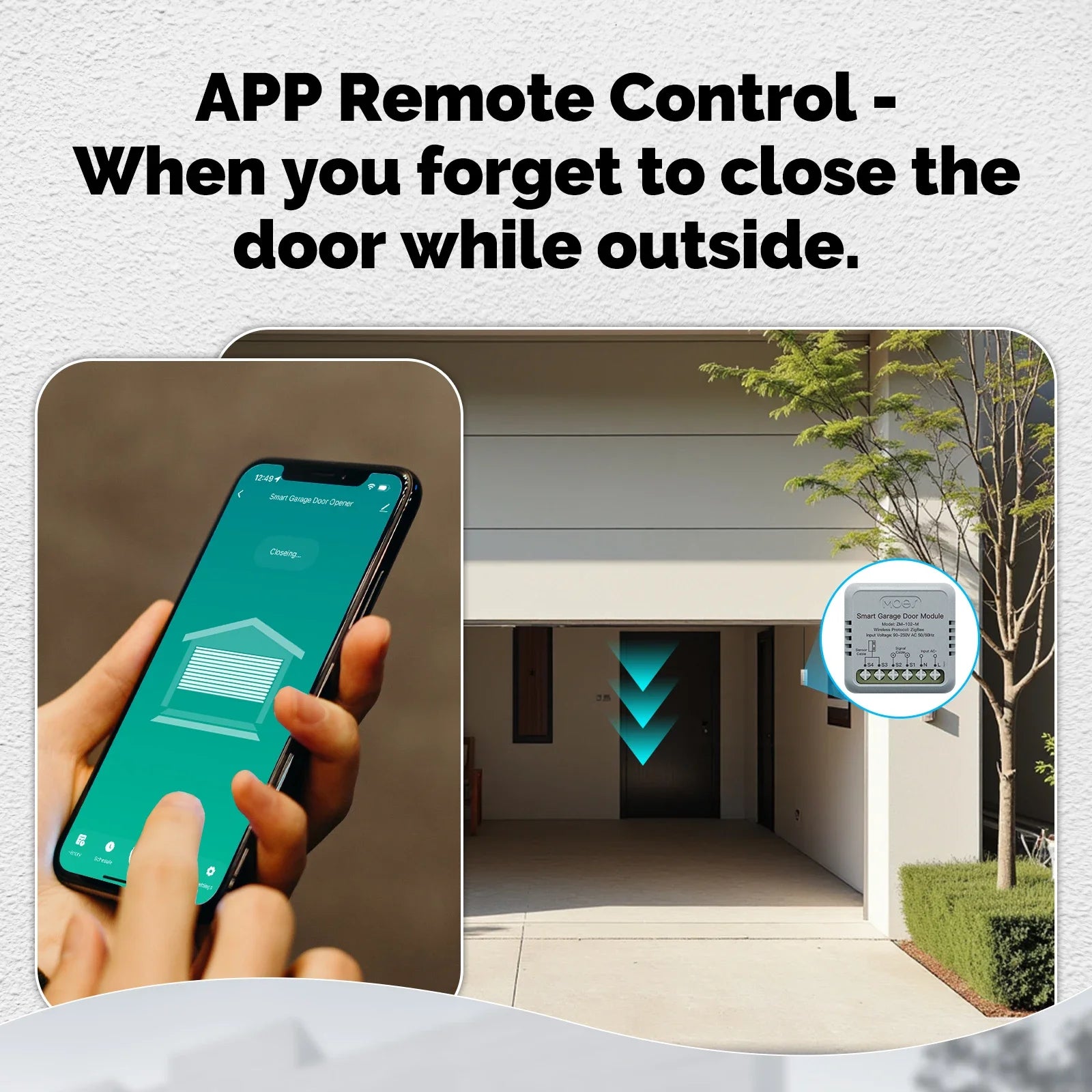 MOES Zigbee Garage Door Controller Module, Works with Tuya/Smart Life, Alexa & Google Home Voice Control, Smart App Remote