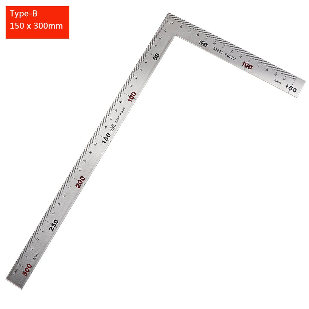 200/250/300mm Aluminum Square Ruler Right Angle 90 Degree Turning Rule Woodworking Measuring Tool Angle Square Carpenter Ruler