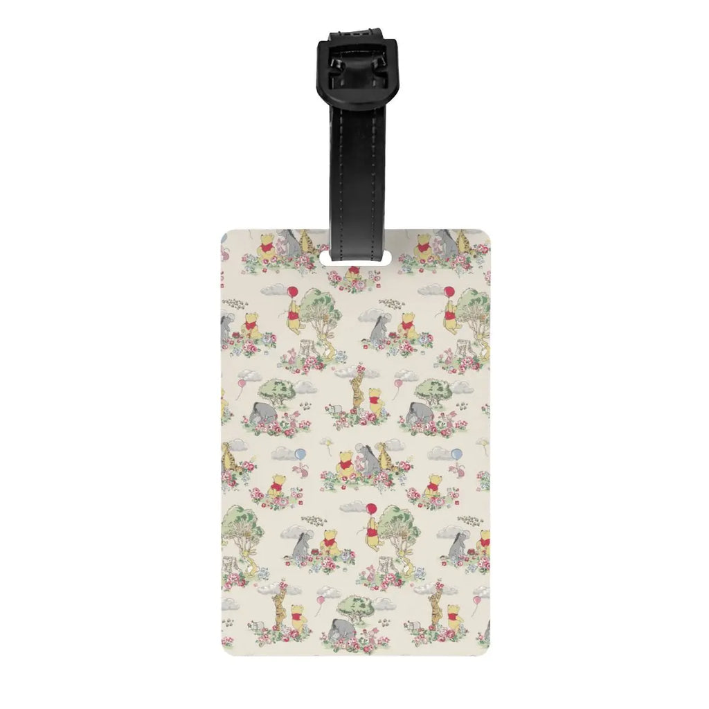 Custom Happy P-Piglets Anime Big Movie Luggage Tag With Name Card Privacy Cover ID Label for Travel Bag Suitcase