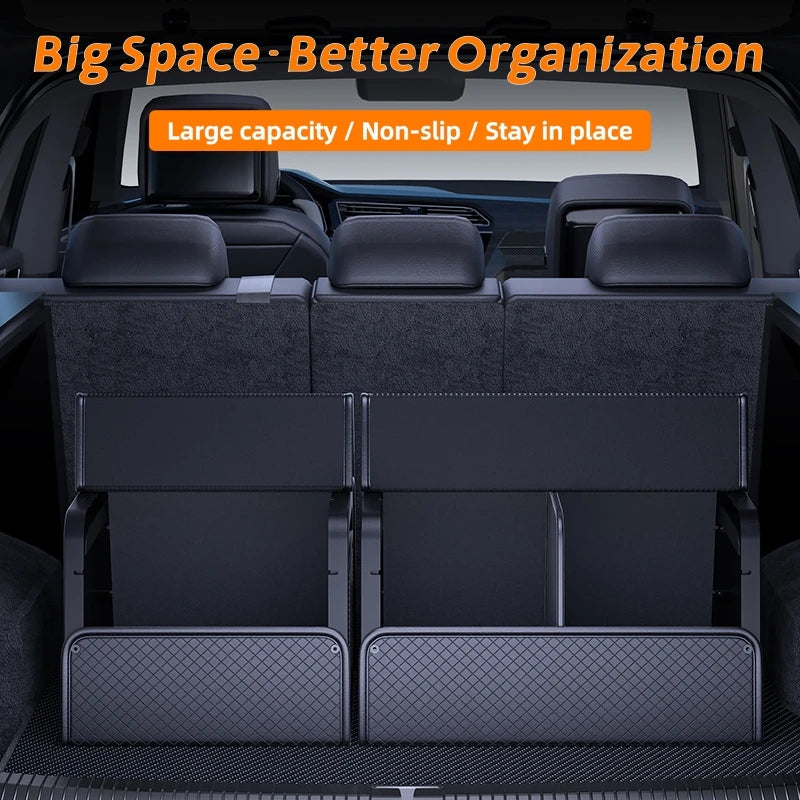 Car Trunk Organizer with 4-Point Magnetic Closure – PU Leather, Reinforced ABS Frame, Fits SUV, Sedan, and Home Use